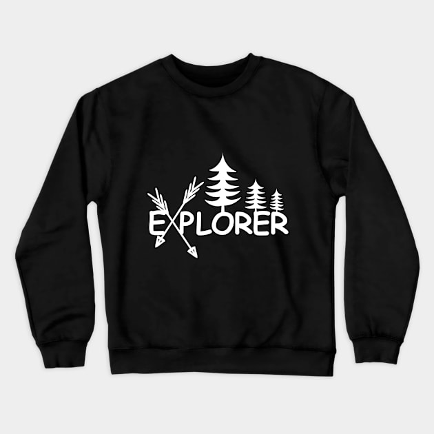 Explorer Outdoors White Design Crewneck Sweatshirt by VelvetRoom